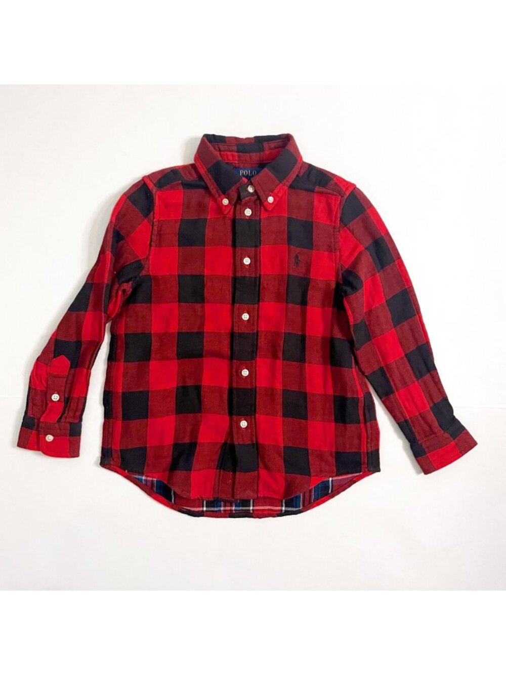 NWT Polo Ralph Lauren Boys Buffalo Check Double-Faced Cotton Shirt, Size 5